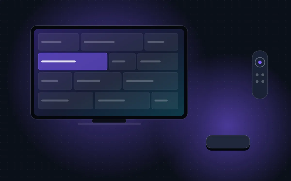 IPTV on Apple TV: an Apple TV 4K box and remote with the program guide on a TV