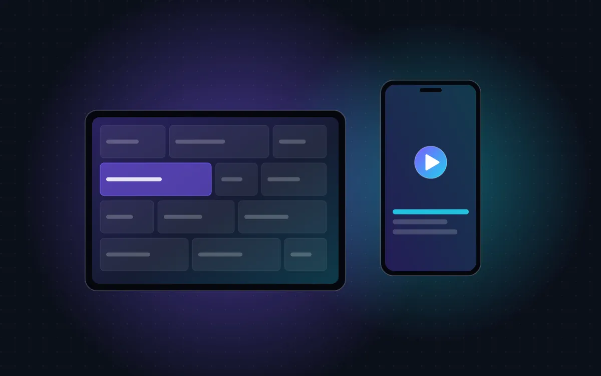 IPTV on iPhone and iPad: an iPhone and an iPad showing live TV and the program guide