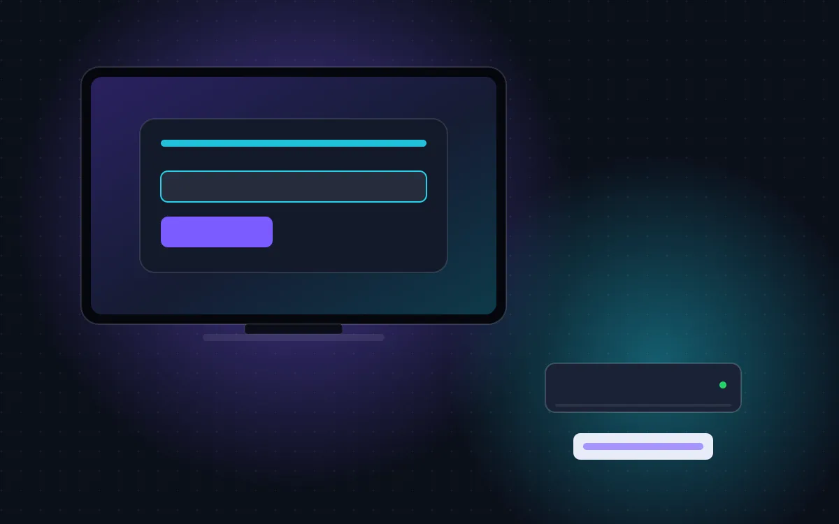 MAG box IPTV setup: a MAG set-top box with its MAC address label and portal settings on screen